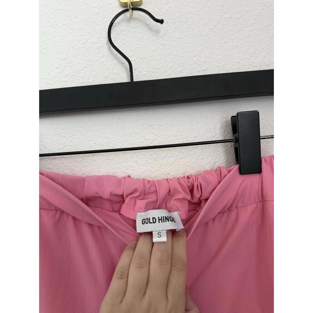 Goldhinge Women’s Barbie Pink Utility Cargo Nylon Stretch‎ Adjustable Pants Sz S - Picture 4 of 8